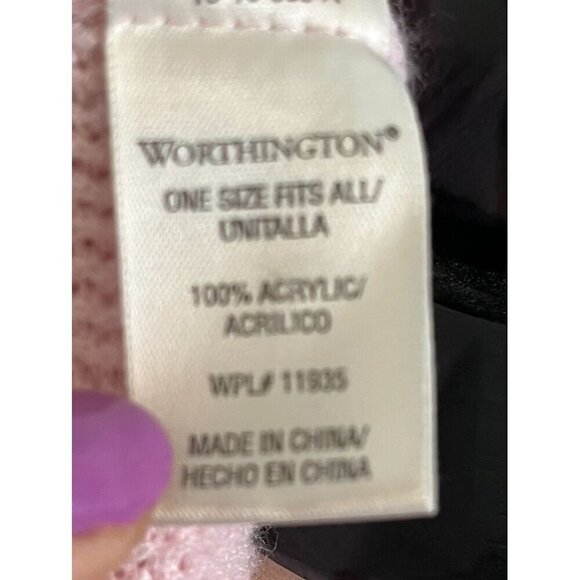 Worthington Sweater OS Pink Shawl Knit Feminine Tassel Poncho Neutral Soft Cozy - Picture 6 of 10